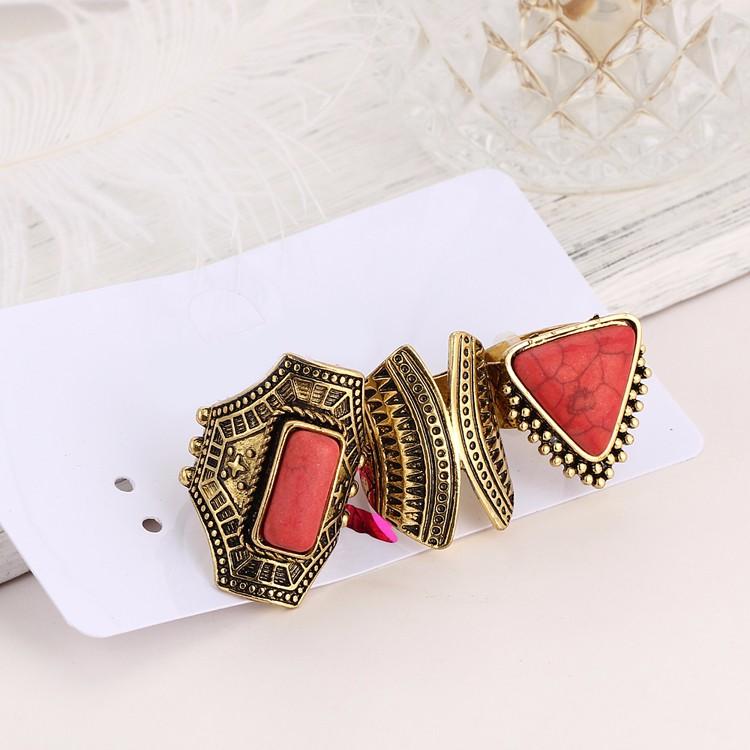 Hot Selling Boho Styled Turquoise and Silver 3 Piece Ring Set