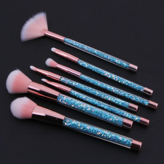 Glamorous 7 Piece Glitter Makeup Brush Set