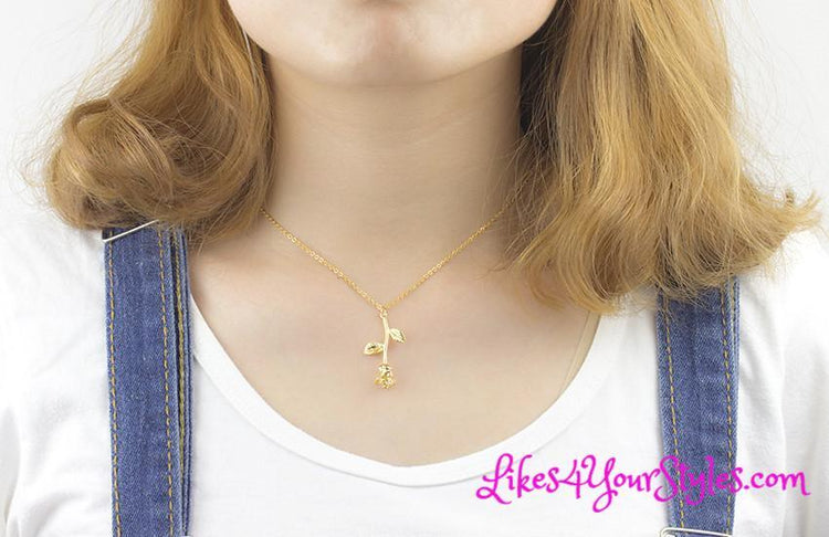Delicate Tiny Rose Necklace