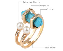 Turquoise and Pearls Create this Beautiful Ring