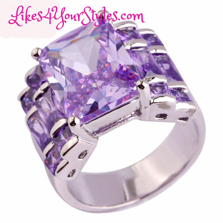 Stunning Crystal Amethyst Stone and Silver Ring