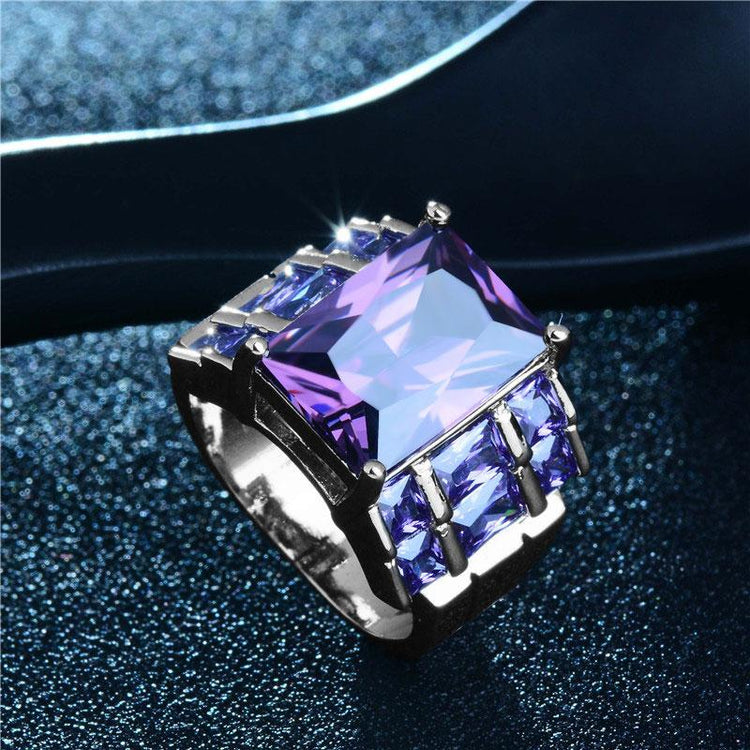 Stunning Crystal Amethyst Stone and Silver Ring