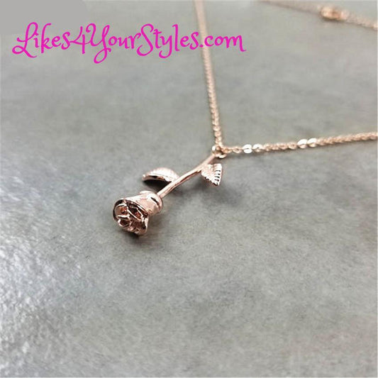 Delicate Tiny Rose Necklace