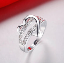 Spectacular Silver Heart Ring with Rhinestones